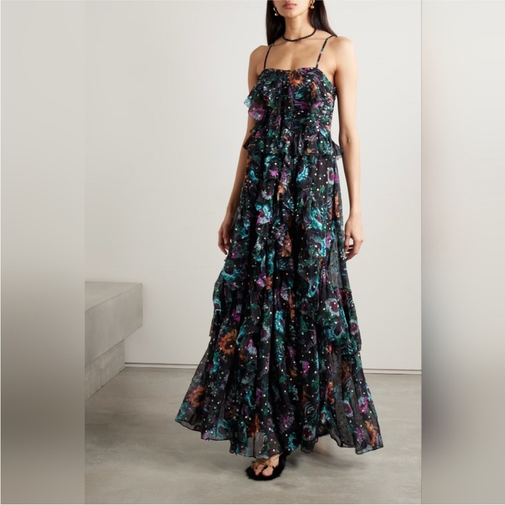 Ulla Johnson colette ruffled silk maxi dress - black